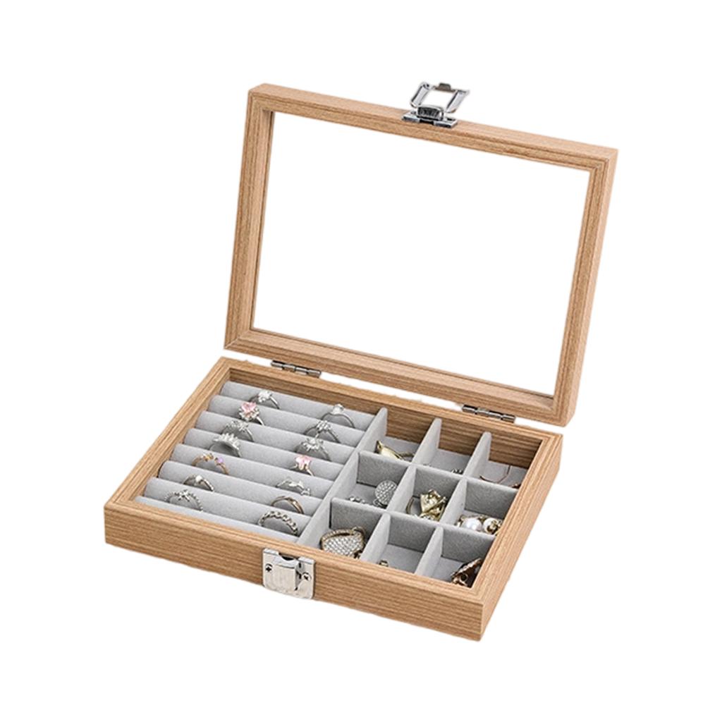 Elegant Wooden Jewelry Box with Dustproof Lid Necklace and Ring Organiser Case Accessories Storage Container for Home