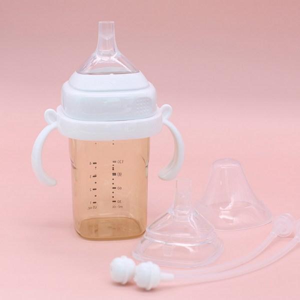 Hegen Infant Baby Bottle Refill Straw Top 2p + Shape 2p Set, Transparent, 1 Set
