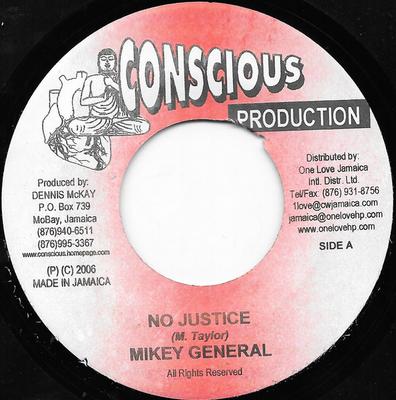 7-дюймовая пластинка MIKEY GENERAL / TEFLON - No Justice / Africa NONE Conscious Produ 2006 Ямайка Регги, Ска и Даб Б/У