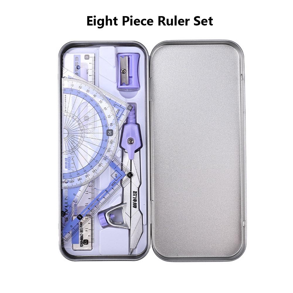 7/8pcs Transparent Protractor Ruler Kit Plastic Geometry Drawing Tool Measuring Ruler Students