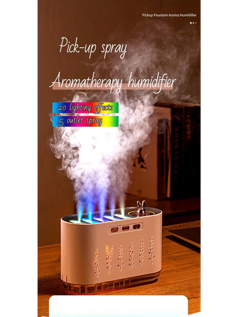 Silent Cross-Border Humidifier with Five-Hole Spray & Dynamic Seven-Color Aromatherapy