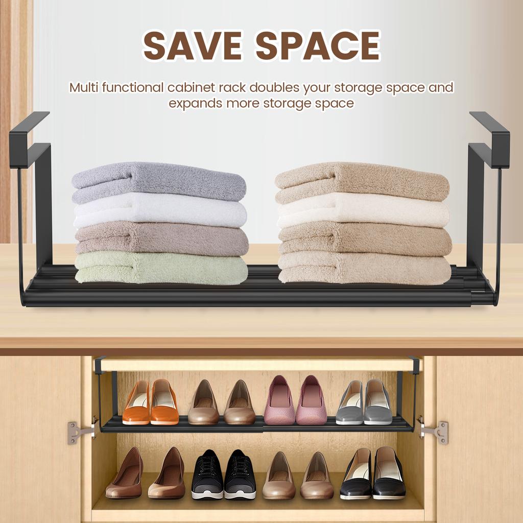 Регулируемая полка для обуви, подвесная под шкафами, полка для хранения одежды и обуви, расширяемый бытовой выдвижной органайзер