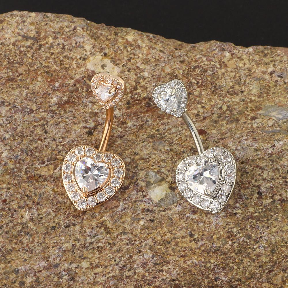 1Set Stainless steel navel stud set - Zirconium navel ring piercing jewelry