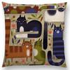 Abstract Fantasy Animals Painting Sofa Throw Pillow Case Dachshund Owl Cat Dog Squirrel Rabbit Fox Elephant Cushion Cover