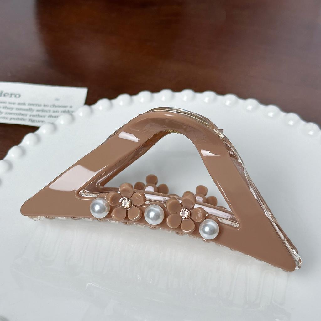 Stylish Pearl And Rhinestone Large Hair Claw Clip Perfect For Elegant Looks Updos And