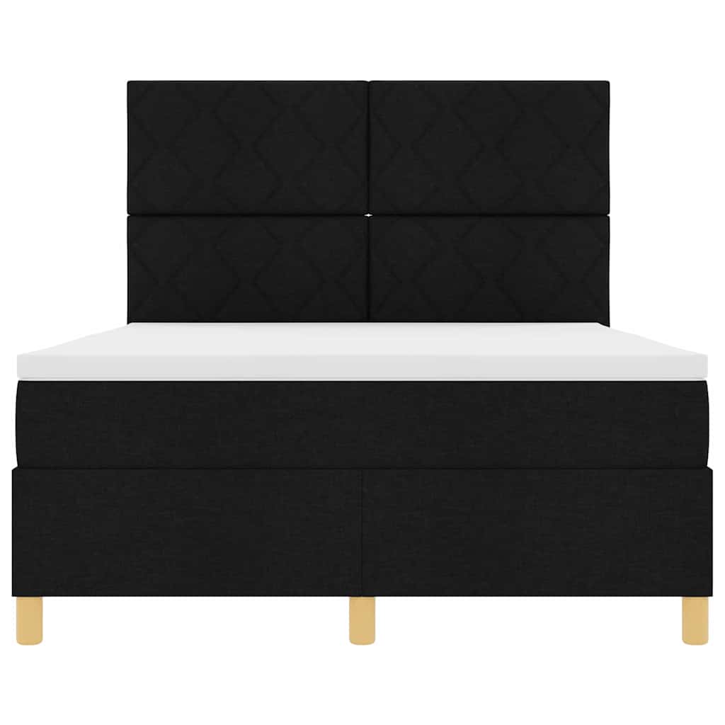 Boxspring Bed with Headboard Black 140 x 200 cm Fabric