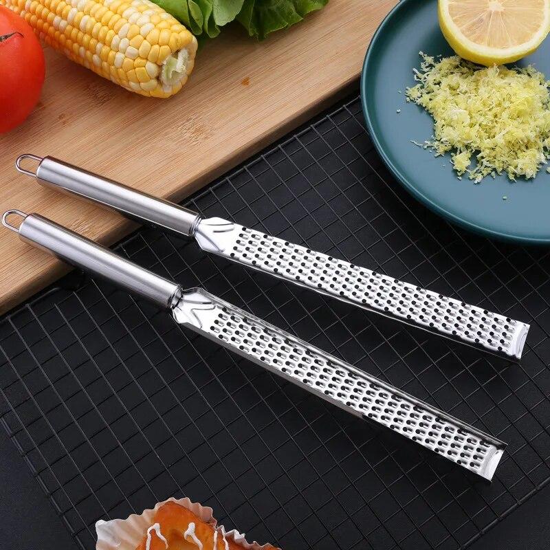 12 Inch Lemon Zester Stainless Steel Cheese Grater Slicer Rectangle Chocolate Lemon Zester with Non-Slip Handle Kitchen Gadgets