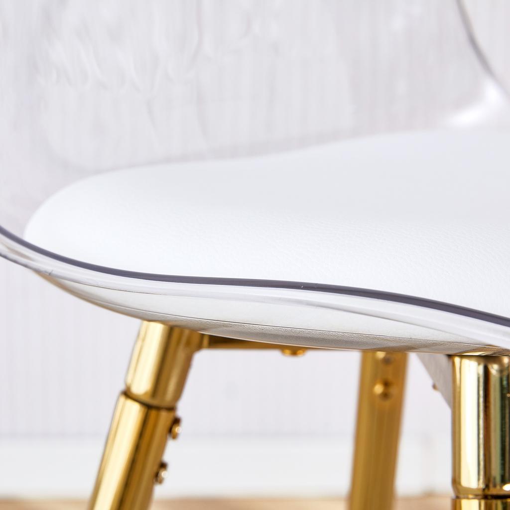 2-Piece Set Bar Stools with Transparent Backrest, Gold Frame, High Chair – for Café, Living Room and Bar Area
