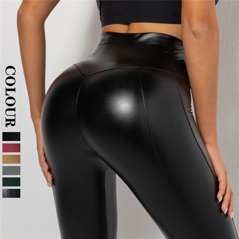Nessaj Леггинсы из искусственной кожи, эластичные женские леггинсы из искусственной кожи, повседневные брюки-карандаш с высокой талией