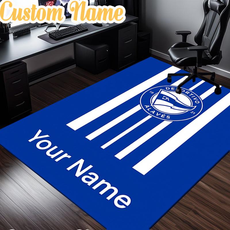 Custom Name Deportivo Alaves Crest Rug, Office Rug, Chair Rug, Carpet for Living Rooms, Doormat Game Rug Home Decor Christmas Gifts