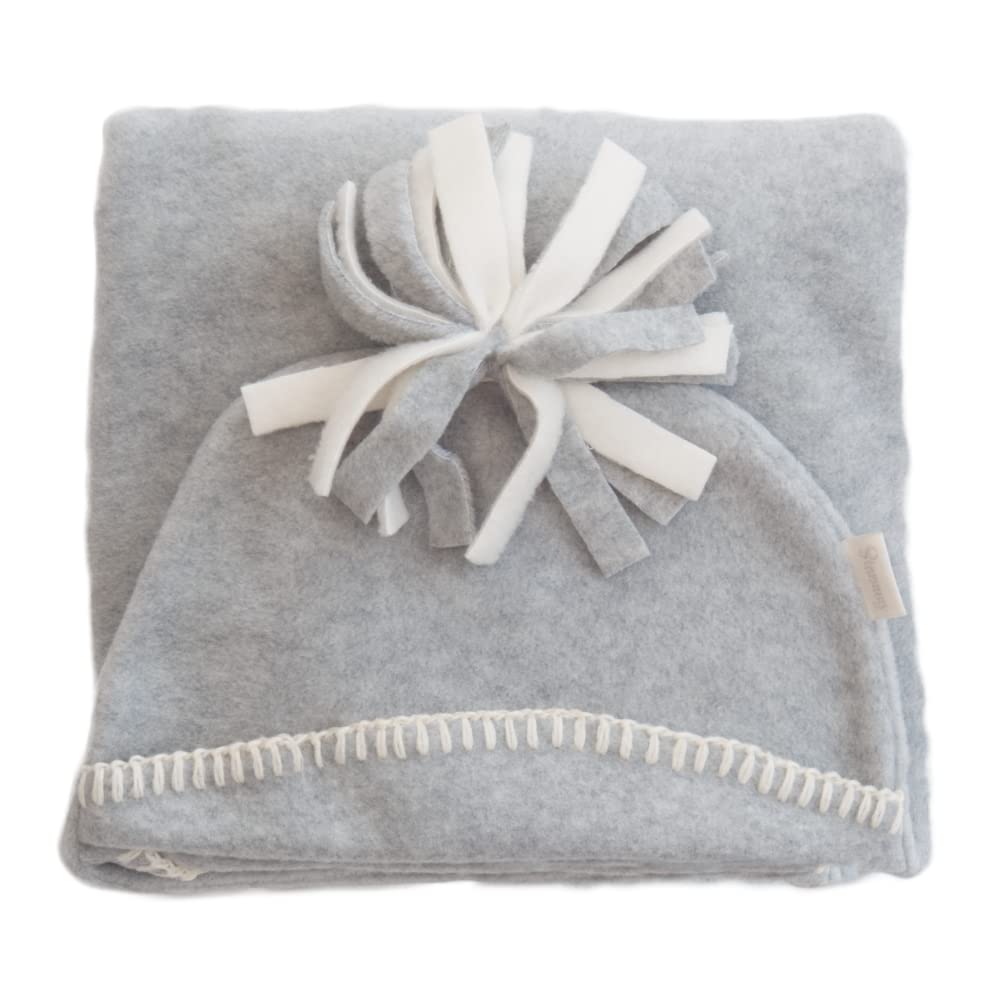 Пеленка-кокон Tuppence Crumble для новорожденных для зимней фотосессии новорожденных в сером и (Сделано вручную Великобритания) / Афганская шапка в форме звезды, с завязками, 0-4 месяца,