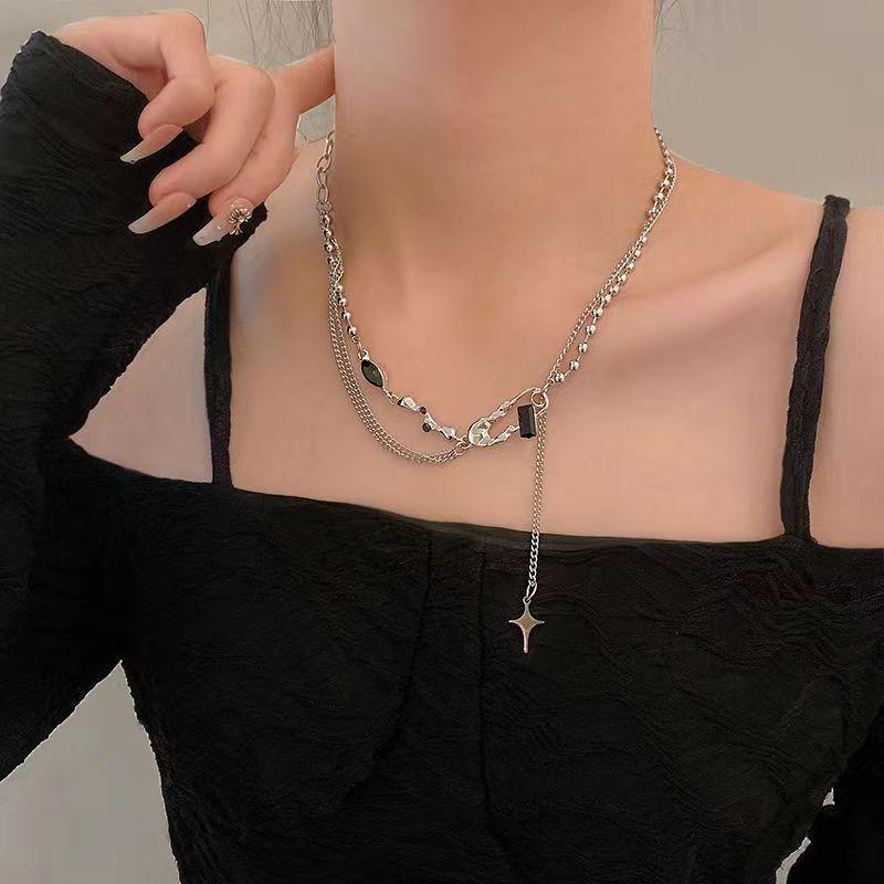 Сладкая Острая Девушка Циркониевая Кисточка Ожерелье - Хип-Хоп Стиль Цепочка на Ключицы для Женщин, Летний Роскошный Аксессуар