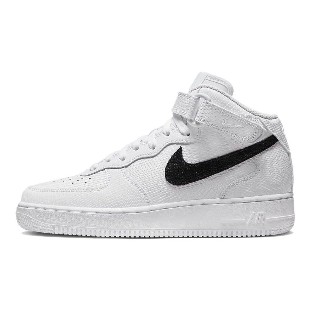 Nike Air Force 1 07 Mid White Snakeskin Женские кроссовки Черные DZ5211-100