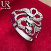 925 Sterling Silver Charming Three Heart Ring Fashionable Wedding Jewelry