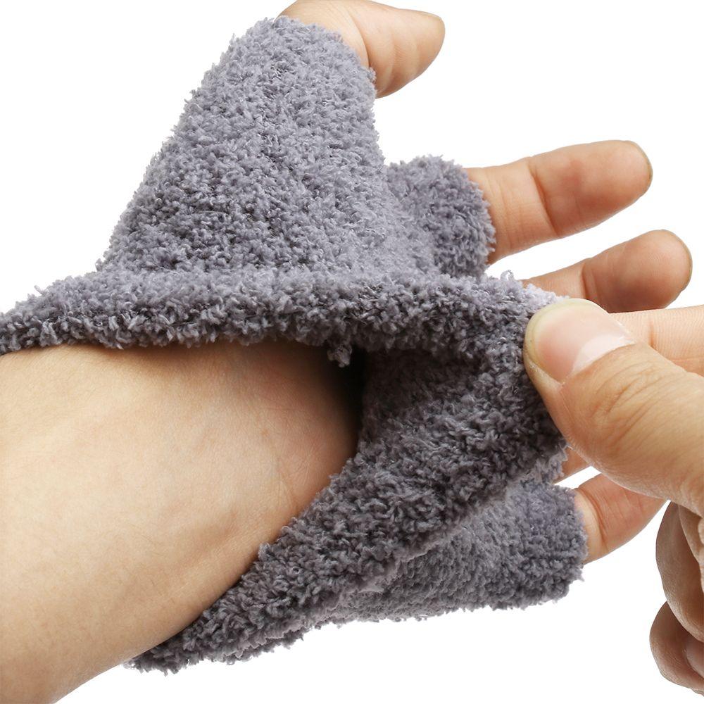 Двойное назначение для девочек, толстые вязаные варежки, перчатки с полупальцами, трансформируемые перчатки из бархата кораллового цвета