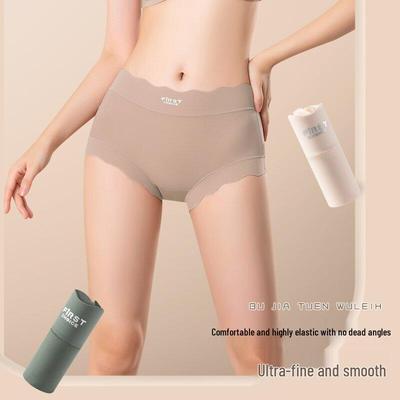 Женские бесшовные ультратонкие трусики с шелковой ластовицей, больших размеров, высокой эластичности, одного размера, прозрачный ледяной шелк.