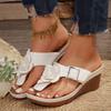 Fashion Flower Clip Toe Wedges Sandals Women Summer Plus Size 36-43 Thick Sole Slippers Woman Lightweight Vacation Beach Flip Flops