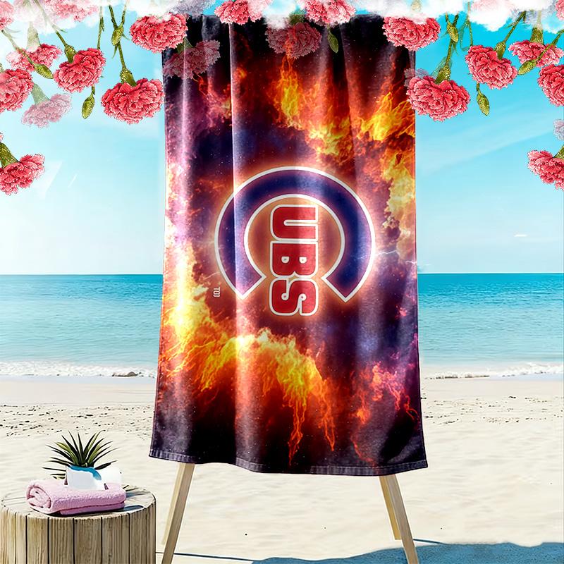 Chicago Cubs2 Print Beach Towel, Large Soft Quick Dry Towel for Beach Camping Swimming