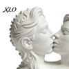 Elegant Sculptures 3D Printed Couple Kissing Head Sculpture, White Modern Art Statue Anniversary Romantic Craft for Living Room Bedroom, Minimalist