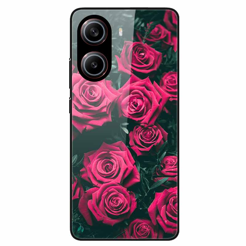 Чехол для Poco X7 Pro 5G Цветочный Жесткая Задняя Крышка Закаленное Стекло Чехлы для Xiaomi Poco X 7 Pro X7Pro Жесткие Чехлы PocoX7Pro 2025 Новый