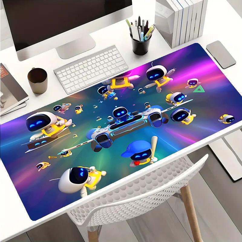 Премиум-коврик для мыши Astro Bot с прошитыми краями, прочный резиновый материал, для рабочего стола и игр. Отличные подарки.