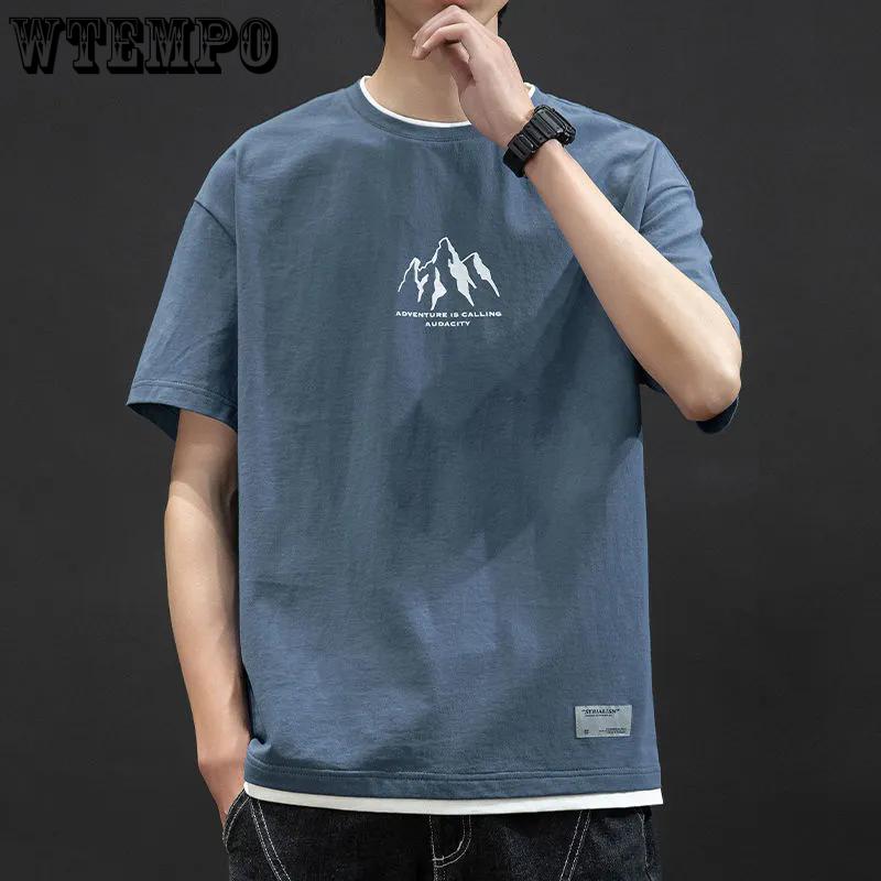 Short-sleeved T-shirt Men's Top Summer Fake Two Half-sleeved Clothes T-shirt Base