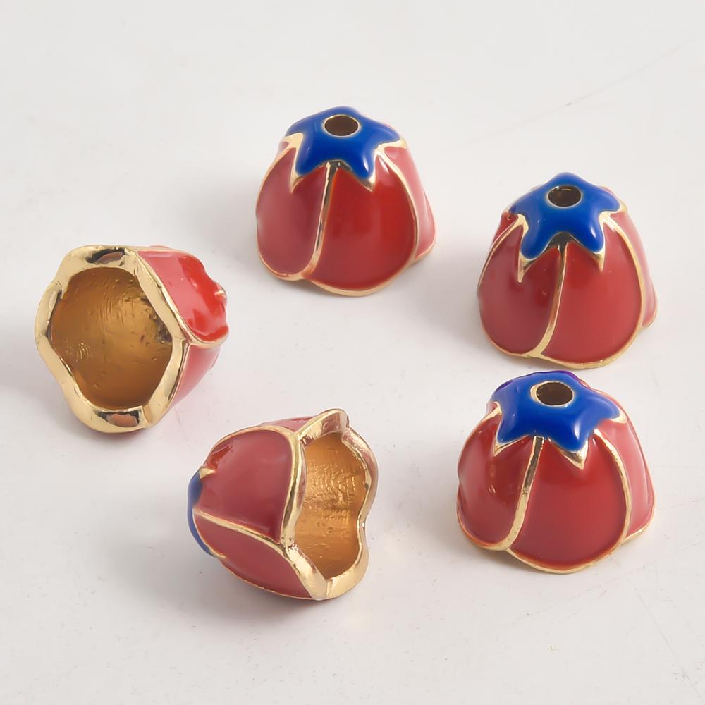 10pcs/Lot Vintage Enamel Flower Bead Cap Accessories For Jewelry Making Supplies Bohemia End Caps Handmade Connectors Materials
