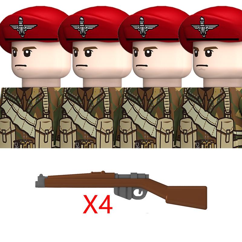 Нетоксичные Moc WW2 Британские Военные Солдаты Строительные Блоки Военно-Воздушные Силы Армия Пехота Шлемы Оружие Аксессуары для Оружия Кирпичи Игрушки Детский Подарок