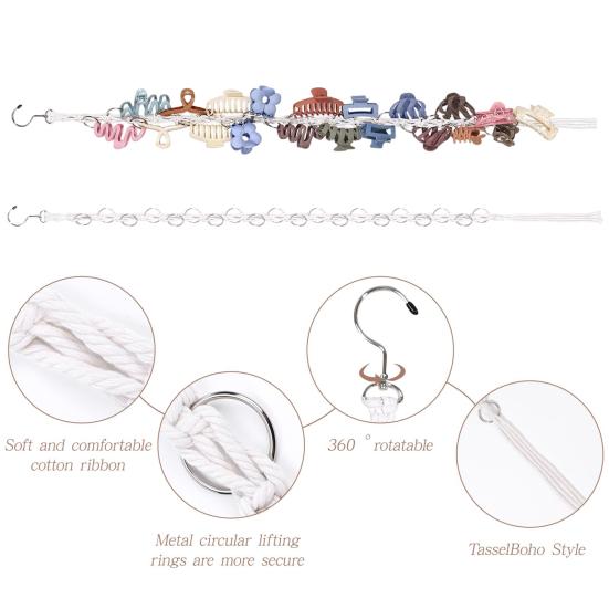 Бохо Органайзер для заколок для волос Плетеный Вертикальный Держатель для крабов для волос с 20 металлическими