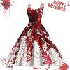 Women's Casual Halloween Printed Suspender Vintage Dress