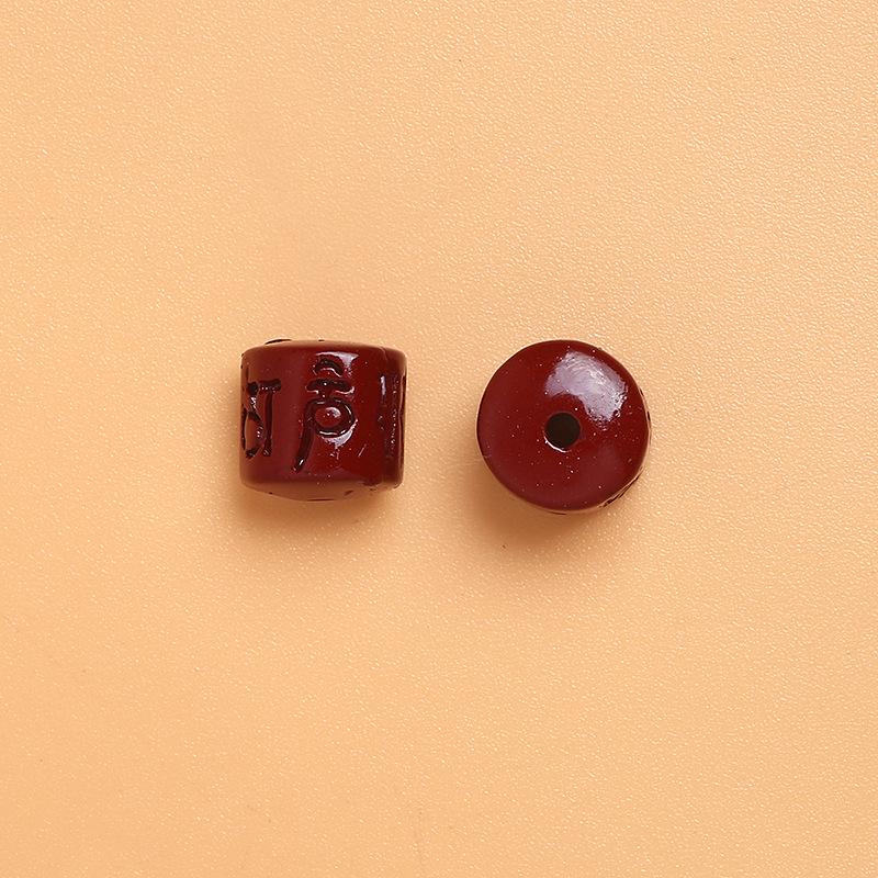 Золотисто-пурпурные киноварные бусины-разделители в форме бочонков с шестислоговой мантрой для изготовления украшений своими руками