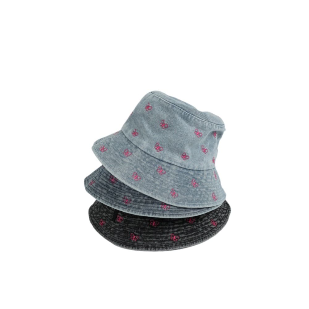 Windproof Butterfly Embroidered Cowboy Hat Retro Big Brim Sun Hat Fisherman's Hat Autumn