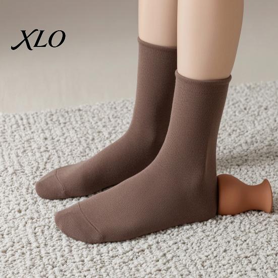 Minimalist Fashion Cotton Socks Women Mid-Length Crew Socks, Casual Loose Cuff Mittens, Comfortable Non Binding Breathable Solid Color for Autumn