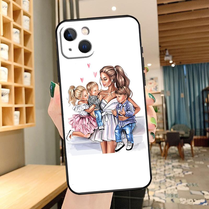 Мама Дочь Девочка Сын Папа Чехол Для iPhone 14 15 16 Pro Max XS XR X Чехол Для iPhone 11 12 13 Pro Max Mini Plus