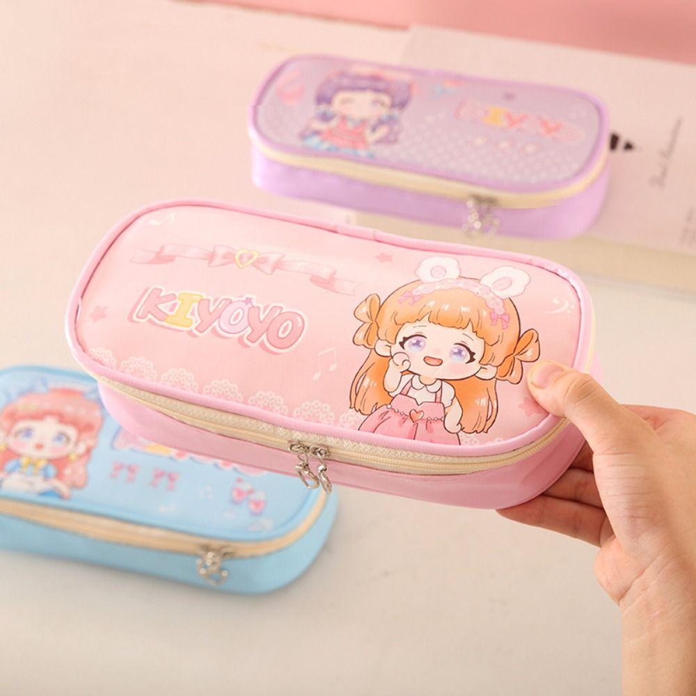 Пенал из искусственной кожи, вместительный органайзер для канцелярских принадлежностей, мультяшная сумка для ручек, подарок