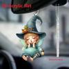 Halloween New Pumpkin Witch Pendant Magic Sweep Girl Flat 2D Rearview Mirror Decoration Pendant Keychain Pendant Set