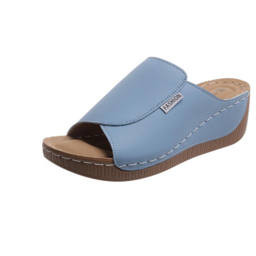 Женские модные однотонные тапочки - удобная поддержка свода стопы, дышащие уличные тапочки, стильные, сандалии с открытым носком и ремешком сзади на среднем каблуке