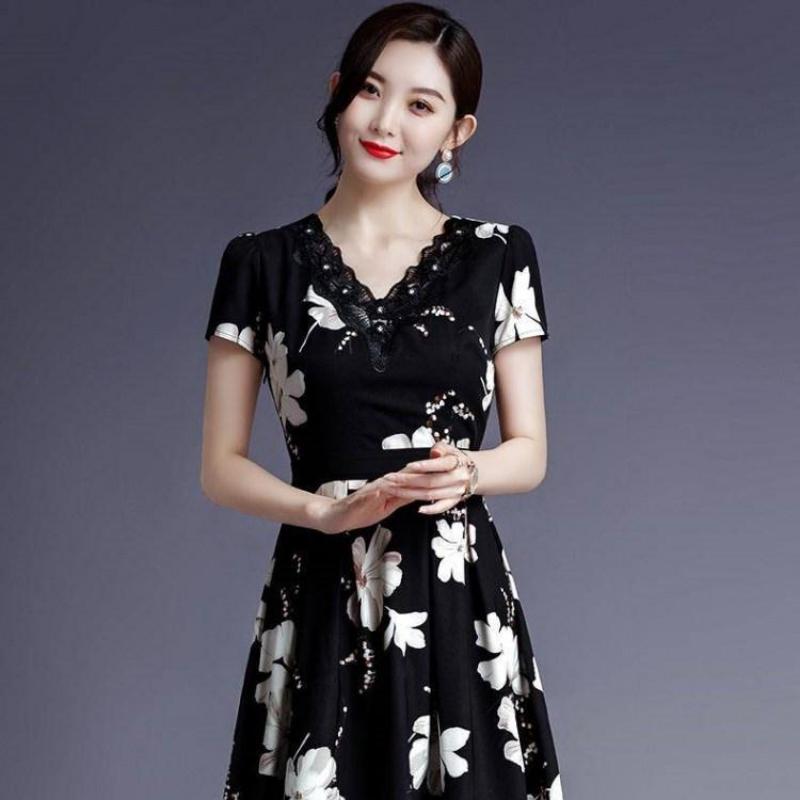 Женская шифоновая мини-юбка с короткими рукавами, женская облегающая юбка с v-образным вырезом и цветочным принтом на шнуровке, тонкая талия с принтом