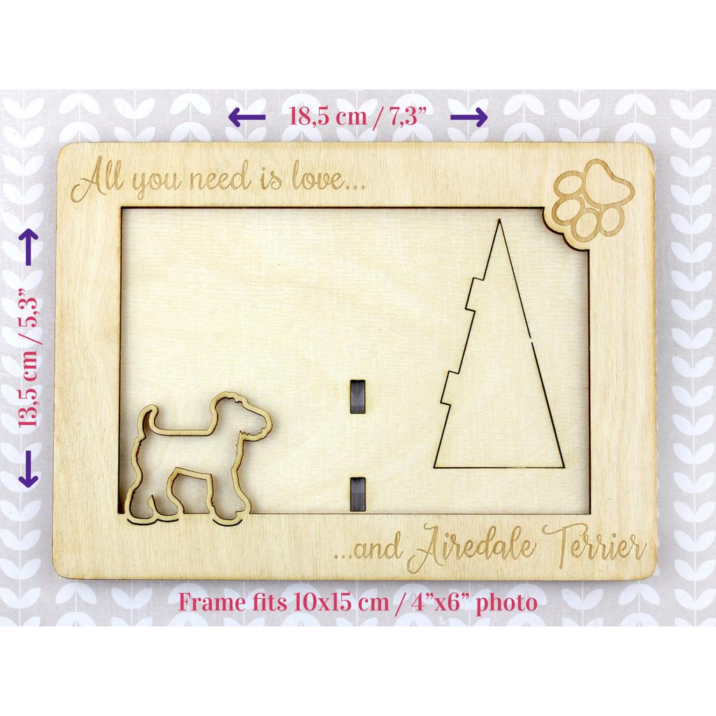 Airedale Terrier, Bingley Terrier – Photo frame, engraved wooden frame | Art-Dog