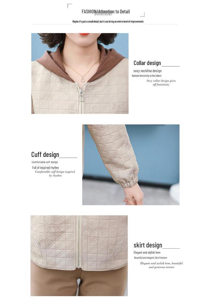 Stylish Autumn Hooded Jacket for Mothers - Versatile Spring & Autumn Casual Wear for Middle-Aged and Elderly Women