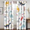 2024 Hot Selling Funny Cartoon Children Cute Dinosaur Cloth Curtain for Living Room Bedroom Nursery Room Kindergarten 2 Pieces