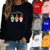 Spring and Autumn Women's Christmas Theme Printed Sweater Thickened Round Neck Long Sleeve Casual Sweatshirt Plus Size Top