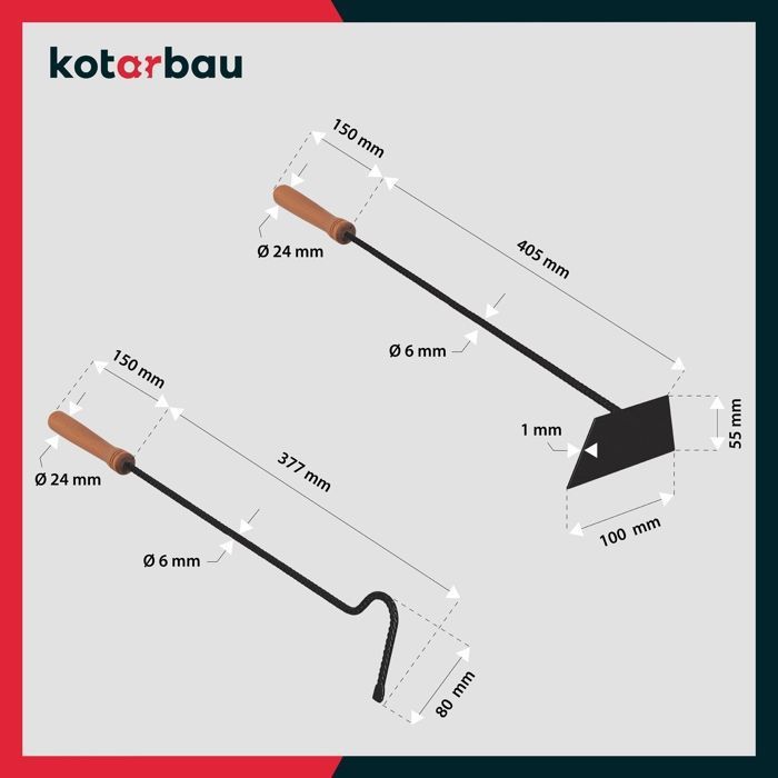 Racloir Cendres de Cheminée - Tisonnier - Grattoir a Cendre - Tisonnier four à Bois - Grattoir Cheminée - Durable KOTARBAU
