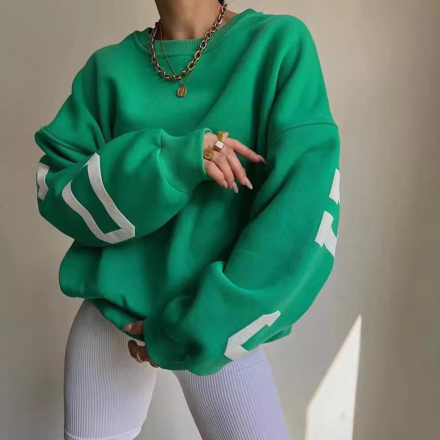 Европейская и американская женская повседневная мода с принтом, утолщенная универсальная блузка, свитер с длинными рукавами