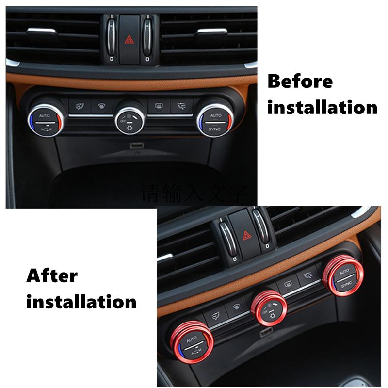 Автомобильная центральная ручка кондиционера, кнопка, кольцо, крышка переменного тока, украшение для Alfa Romeo Stelvio Giulia