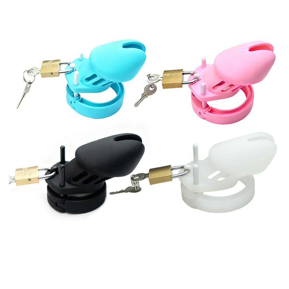 CKR025 Soft Plastic Male Chastity Device Eco-Friendly Portable Large Cock Cage with 5 Size Rings Sex Toy for Men