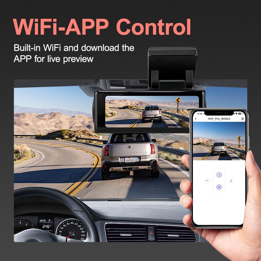 3,16-дюймовый автомобильный видеорегистратор с Wi-Fi ADAS, 2 камеры, 2K, автоматическое ночное видение, передняя и задняя камера, широкоугольный объектив Ultra Record