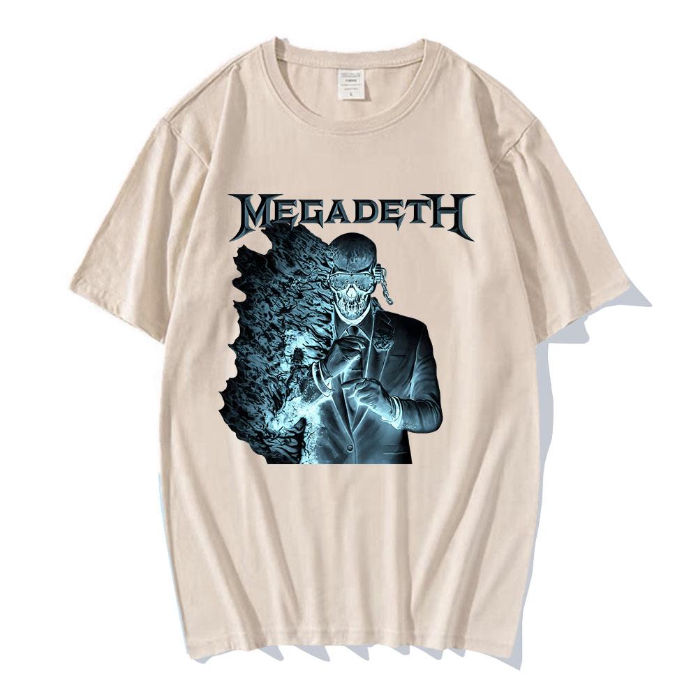 Футболка с принтом альбома Megadeth Рок-группа Хэви-метал Унисекс Уличная одежда Футболки Летняя Хлопковая С круглым вырезом Мужские/Женские Футболки Графический Мерч