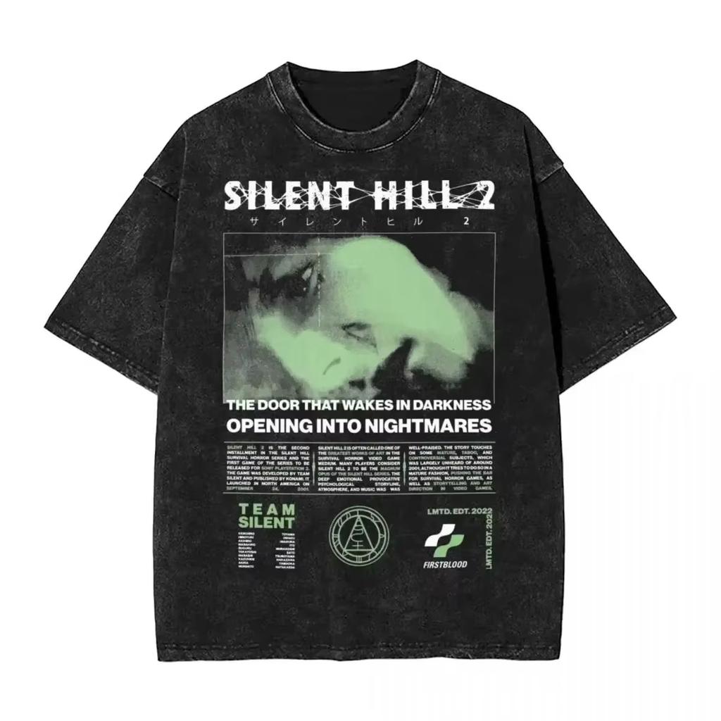 Хоррор Silent Hill Heavens Night Хип-хоп Стирка Принт Футболка Мужская Уличная Одежда С узором Печатная Футболка с коротким рукавом