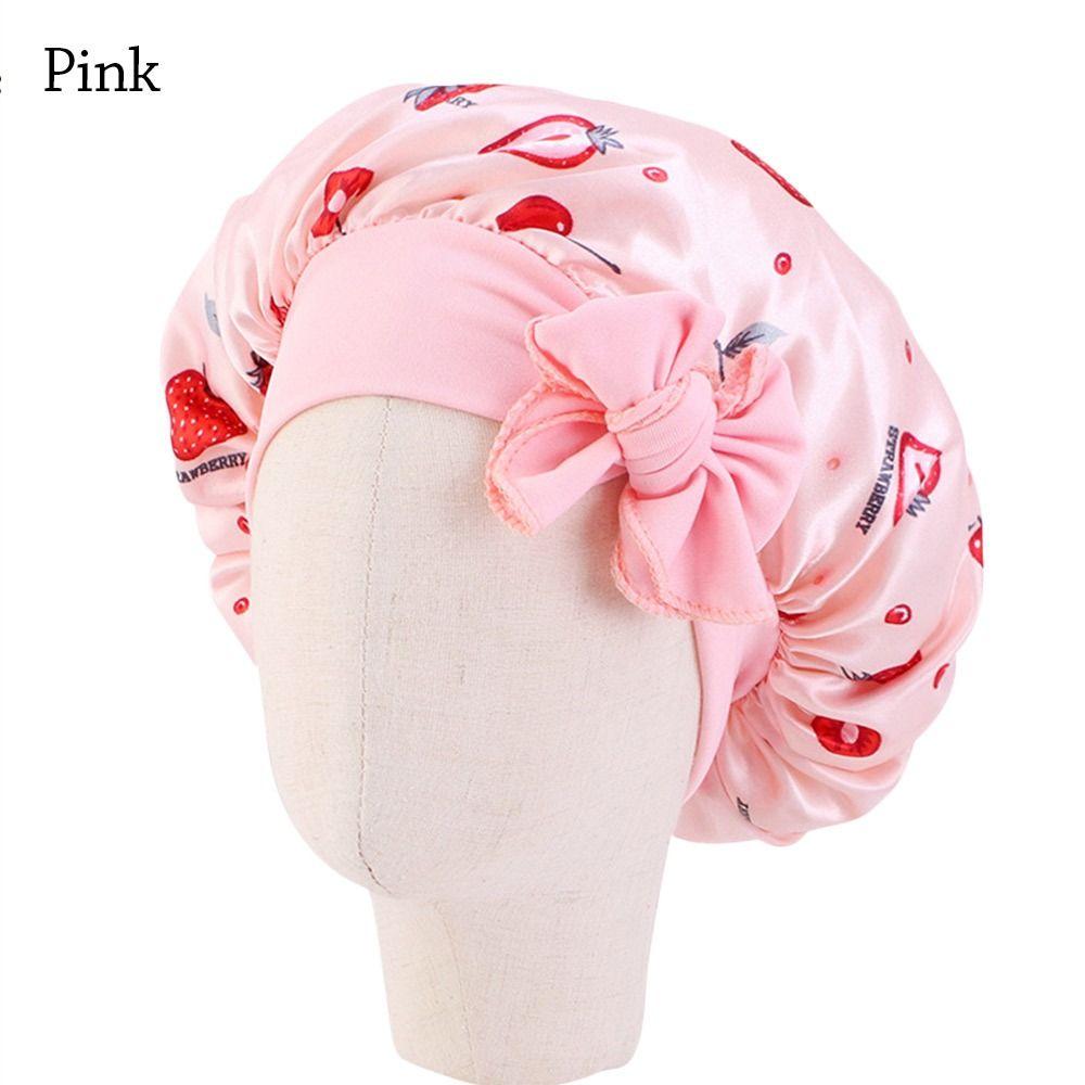 Child Silk Flower Printed Hair Beanie Satin Bonnet Sleep Hat Shower Cap